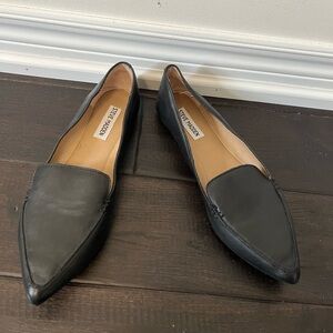 Size 8.5 Steve Madden Feather Black Leather, BRAND NEW